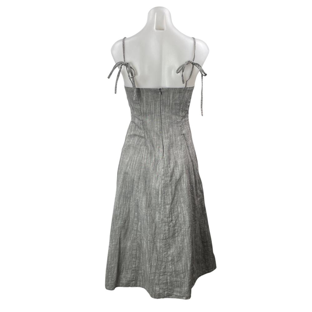 A Dong Silk Gray Sleeveless Tie Cami Square Neck A Line Fit & Flare Midi Dress S - Picture 3 of 4